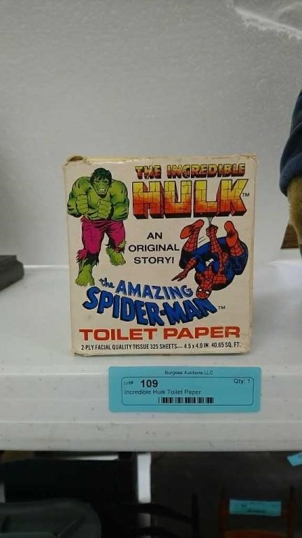 Incredible Hulk Toilet Paper Burgess Auctions And Appraisals