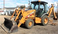 2001-02 Case 580 Super M Backhoe, 4x4, diesel eng, cab, extend-a-hoe, 24" backhoe bucket, 3730 hrs. SN: JJGO283373.  Note: The Town of Bennett uses this unit at the cemetery, and there is a good possibility it will be used between now and day of auction, and a few more hrs might be added. On 12-29-17 a new hyd pump was put in and hyd issues were rectified along with a 1000 hr service check-up (view 1)