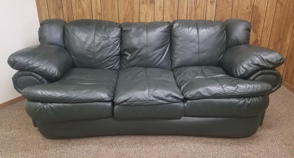 Forest Green Faux Leather Sofa Plush, Plush Leather Couch