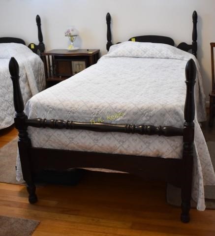 Twin Mattress And Vintage Wooden Bed, Hardwood Twin Bed Frame