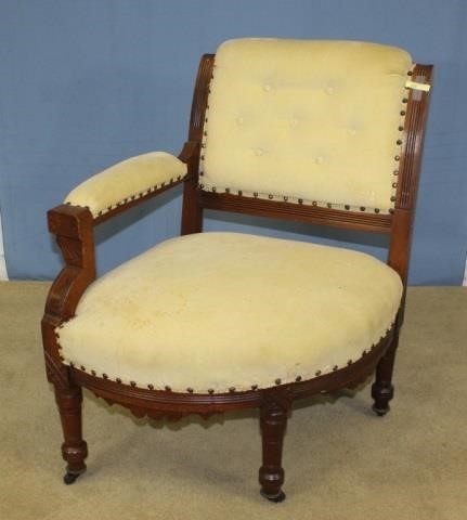 Victorian Walnut One Arm Corner, Chair With One Arm