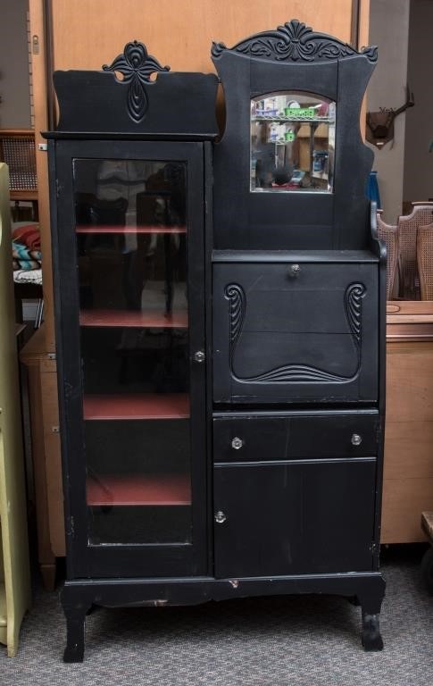 Black Painted Secretary Bookcase Side, Side By Side Secretary Bookcase