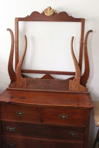 Antique Dresser With Lyre Mirror, Antique Dresser Mirror Mounting Hardware