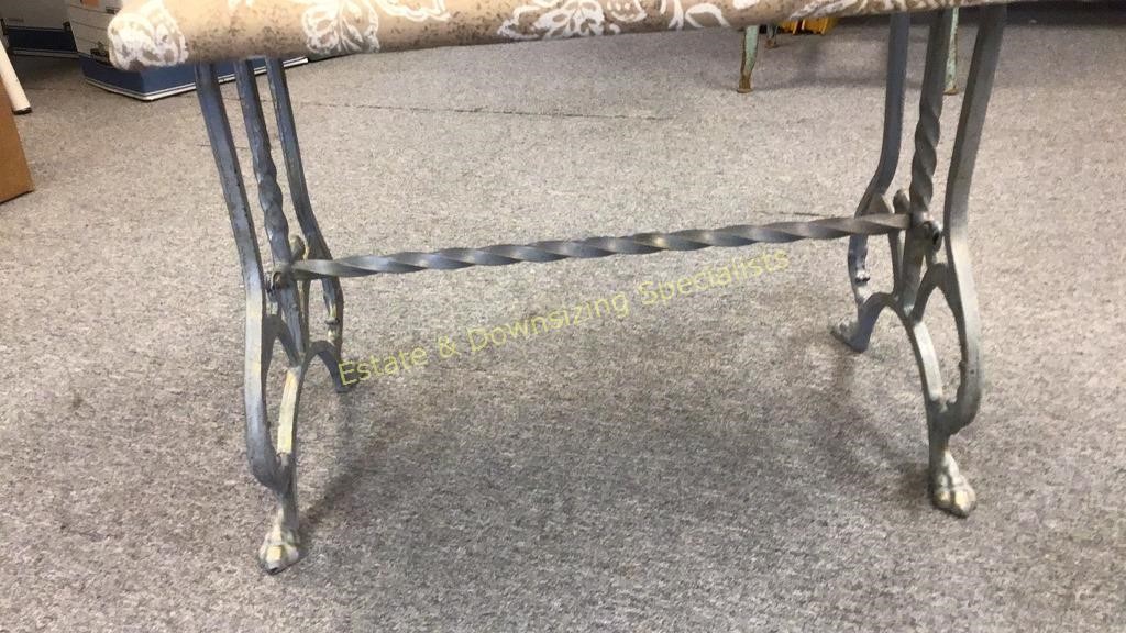 Vintage Wrought Iron Vanity Bench, Vintage Wrought Iron Vanity Chair