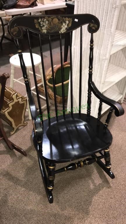 Ethan Allen Black Stenciled Rocking Chair With Gnc Antiques Llc
