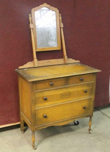 Drawer Dresser With Mirror On Wheels, Vintage Dresser With 3 Mirrors