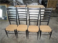 4 ladder back cane bottom chairs