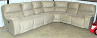 4-Pc Pleather/Suede Couch Sectional, w/elec control for recliners (view 1)