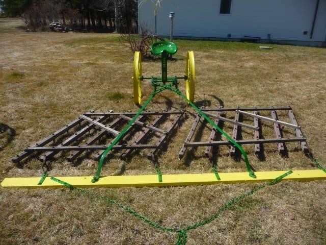 JD Harrow cart w 10 ft wooden harrows | Live and Online Auctions on ...