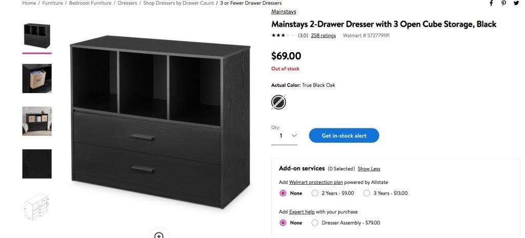 Mainstays Black 2 Drawer Dresser With 3, Mainstays 3 Drawer Dresser