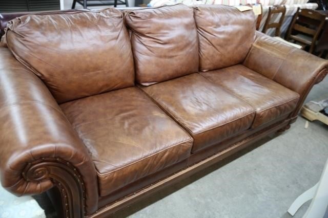 Broyhill Brown Leather Sofa Earl S, Broyhill Leather Couch