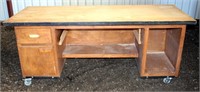 Work/Shop Table #6, on casters, w/leaf extension, 26 1/2" d x 72" w x 31 1/2" h