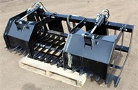 Lot 5036 - Skid Steer Rock & Brush Grapple, new.  Absentee bidding available on this item. Click catalog tab for more information & pictures.