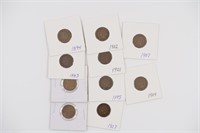 Lot of 10 researched wheat and Indian head pennies