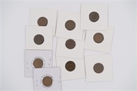 Lot of 10 researched wheat and Indian head pennies