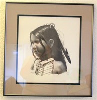 Framed Cat Deuter Picture/Print, "Lakota Boy 1984"