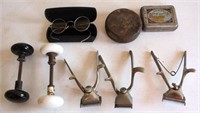 Misc Vintage Items, Door Knobs, Hair Clippers, Soap Tins