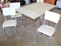 Vintage Enamel Top Drop Leaf Table w/3-Chairs
