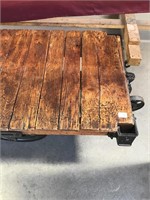 Antique Oak Railroad Cart Coffee Table, Unique
