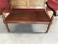 Gorgeous Pine Bench with Wicker Panels on Back