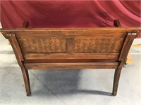 Gorgeous Pine Bench with Wicker Panels on Back