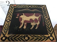 Wood/metal Cow Hand Painted Table
