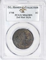 1C 1798 2ND HAIR STYLE. PCGS MS62 BN
