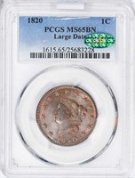 1C 1820 LARGE DATE. PCGS MS65 BN CAC