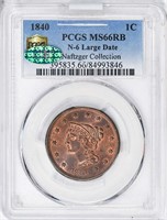 1C 1840 LARGE DATE. N-6. PCGS  MS66 RB CAC