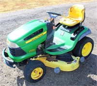 Lot 5020 - JD LA 140 Riding Mower - Absentee bidding available on this item.  Click catalog tab for more pics, video & info.