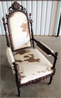 Hide Covered Vintage Chair (needs repairing/comes w/broken pieces)